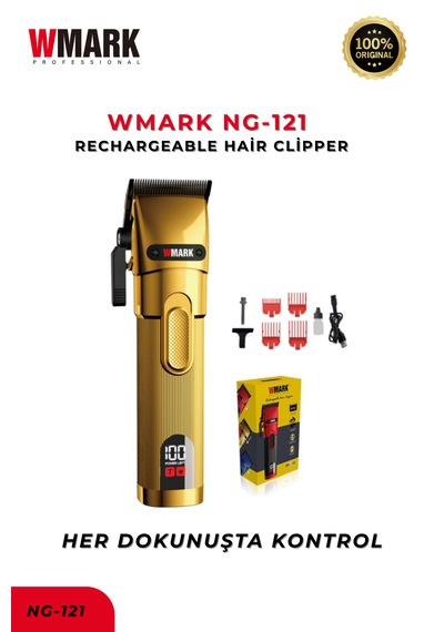 Wmark Ng-121 Profesyonel Saç Kesme Makinesi Sarı Güçlü Motor, Kablosuz Clipper 3-4 Saat