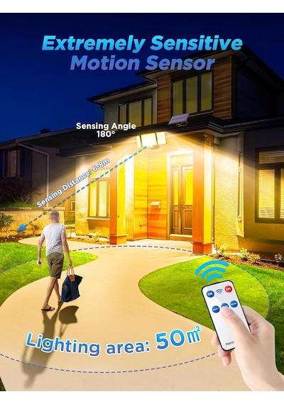 Sigrill 12 Led Güneş Enerjili Hareket Sensörlü Işık, Ip65, 3 Modlu, 340 Aydınlatma, Sıcak Işık