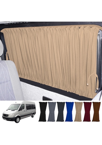 Pandami Mercedes Sprinter W906 Orta 2006-2018 Uyumlu Krem Raylı Oto Perde Takımı