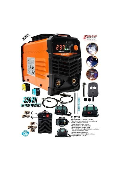 250 Amper Inverter Tip Kademeli Çanta Kaynak Makinesi + Klpro Taşıma Çantası