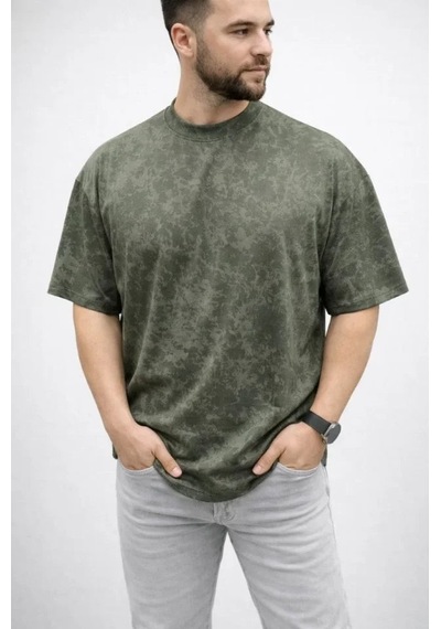 Yake Store Erkek Premium Tişört Osy Yumuşak Dokulu Yıkamalı Oversize T-shirt - Haki - Haki Yeşil