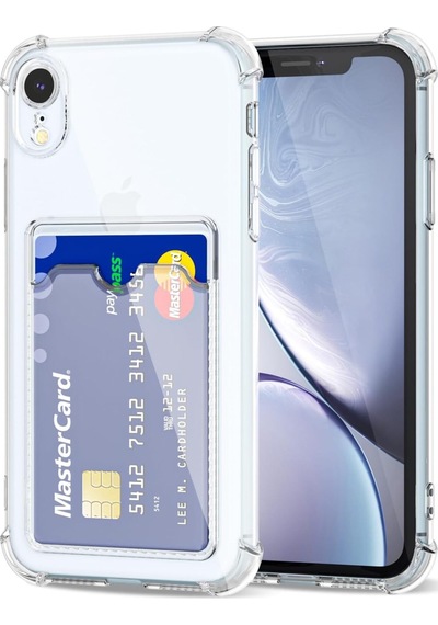 Teknomoda Apple Uyumlu iPhone Xr Kılıf Kartlıklı Anti Şok Korumalı Şeffaf Silikon Şeffaf Açık Şeffaf