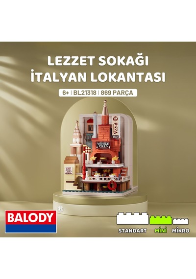 Balody Lezzet Sokağı İtalyan Lokantası Bl21318 Mini Blok Yapı Oyuncakları Seti