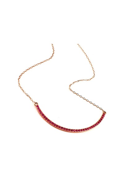 Fuşya Pembe Zirkon Taşlı Gümüş Rose Yay Kolye