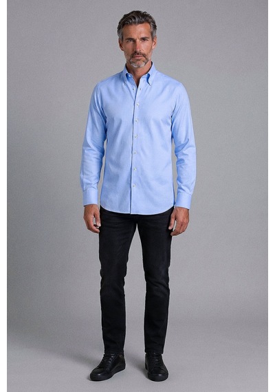 Bisse Açık Mavi Regular Fit Cepsiz Uzun Pi Omente Yaka Gömlek Gmkls261104 33