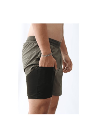 Nature The Brand Unisex Gym Ve Fitness Astarlı Taytlı Şort / Gizli Cep Detaylı Antrasit