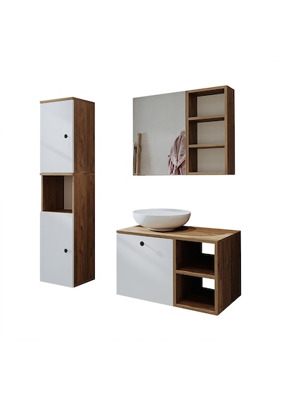 Lavabolu Mdf 75 Cm Lotus Çekmeceli Banyo Dolabı + Aynalı Dlp Atlantik Çam - Beyaz Lavabolu Mdf 75 Cm Lotus Çekmeceli Banyo Dolabı + Aynalı Dlp Atlantik Çam - Beyaz