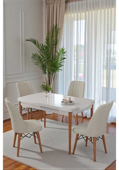 70x110 Cm Mutfak Masası Takımı 4 Kişilik Sabit Masa Sandalye Takımı Beyaz Masa - Krem Beyaz - Krem 70x110 Cm Mutfak Masası Takımı 4 Kişilik Sabit Masa Sandalye Takımı Beyaz Masa - Krem Beyaz - Krem