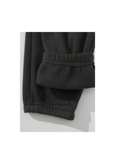 Tarzsokak Letter Embroidery Thermal Lined 4 Mevsim Eşofman Siyah