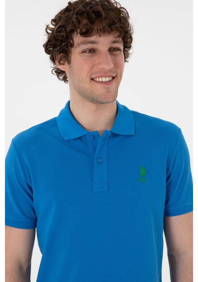 U.S. Polo Assn. Erkek Slim Fit Polo Yaka Kobalt Basic Tişört 50298041-VR077
