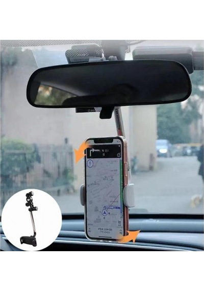 Dikiz Aynasına Takılan Siyah Telefon Tutucu 360 Derece Dönebilen Kıskaçlı Diğer