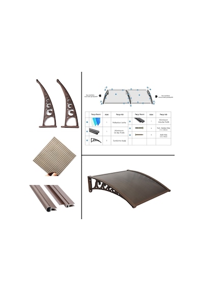 Pratik Sundurma Kapı Pencere Üstü 100x120 Cm Bronz Levha Bronz
