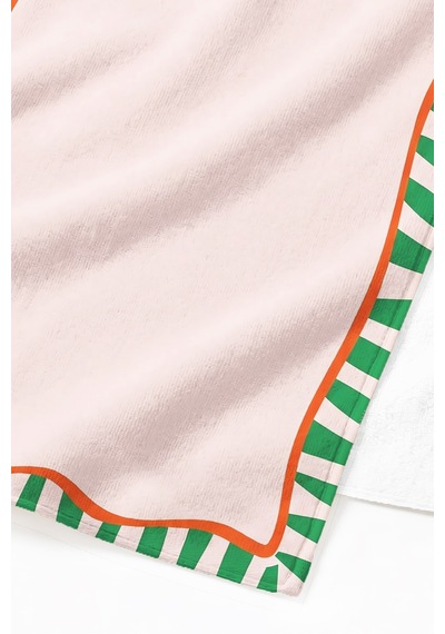 Çizgili Modern Pembe Yeşil Plaj Havlusu - Akdeniz Stil Dalgalı Form Hızlı Kuruyan Mikrofiber Havlu Serin Zambak