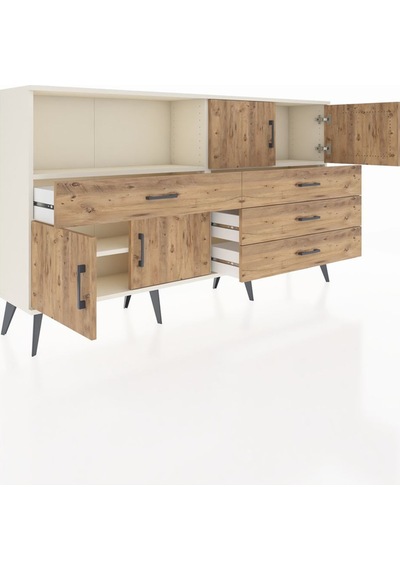 Arges Konsol 2 Raflı 4 Çekmeceli 4 Kapaklı 176x30x99 Aytaşı-çam Atlas Çam/atlas Çam - Aytası