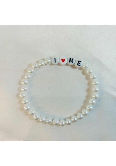Crystal Atelier I Love Me İnci Boncuklu El Yapımı Bileklik Beyaz