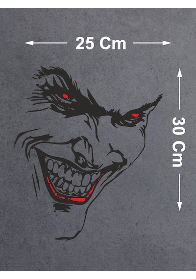 Joker Sticker - Batman Gotham City Sticker - Araba Oto Cam Motosiklet Karavan Sticker - 00057 30x25 Cm