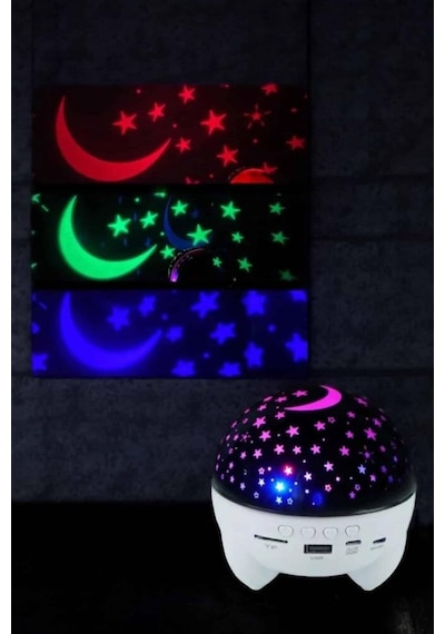 Tr My Best Store Yıldız Yansıtmalı Projeksiyon Gece Lambası Şarjlı Taşınabilir Çok Renkli 10 X 10 Genel