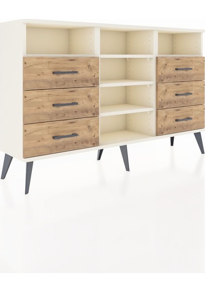 Arges Konsol 5 Raflı 6 Çekmeceli 132x30x83 Aytaşı-aytaşı/çam Aytaşı/çam