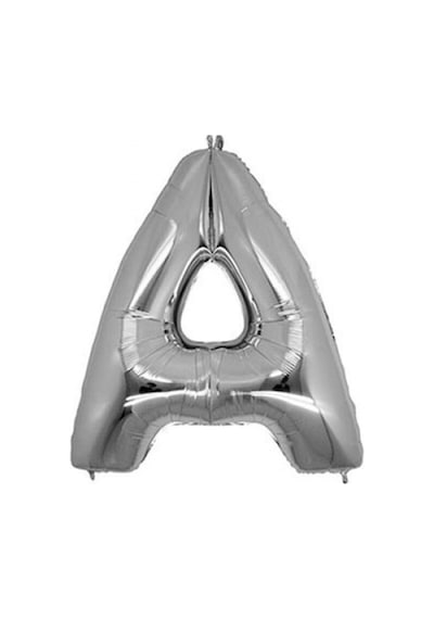 A Silver Harf Folyo Balon - 90 Cm - Gümüş Folyo Harf Balon Gri