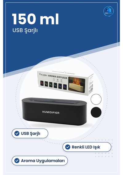 Hava Nemlendirici 150 Ml Usb Dikdörtgen Renkli Led Aroma Diffüzer
