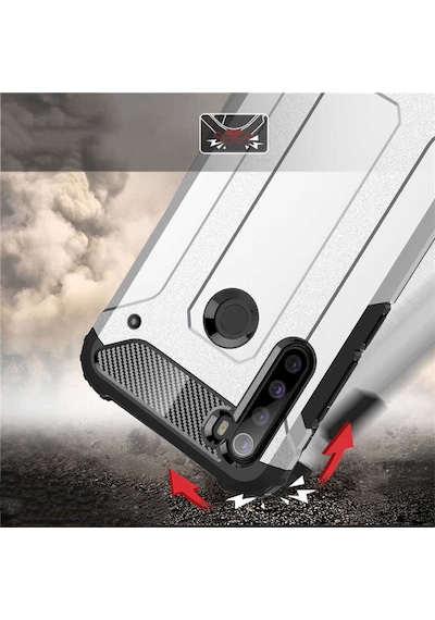 Noktaks - Redmi Note 8 Uyumlu - Kılıf Çift Katman Zırh Tank Crash Military Kapak - Mavi Mavi