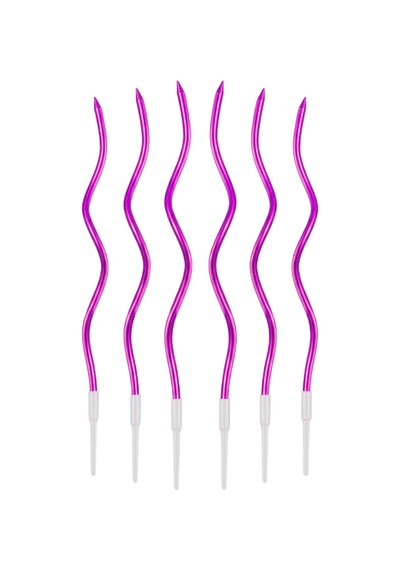 3 Paket 15 Cm Kıvrımlı Mor Mum - Doğum Günü Pasta Mumu 0 - 99