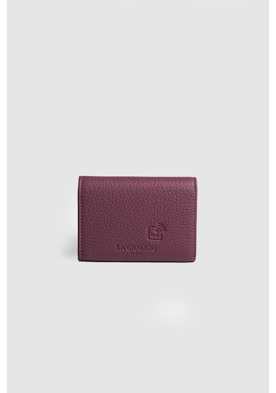 La'Graccio Paris Lagraccio Paris Unisex Nade Hakiki Deri Akardiyon Rfid Korumalı Kartlık Mat Mor