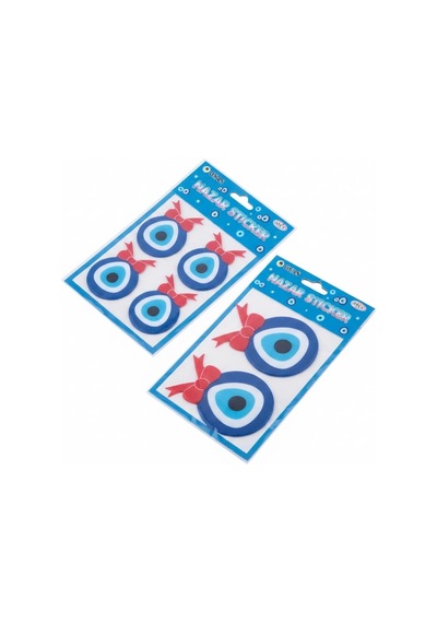 Tr Kurdeleli Nazar Boncuğu Sticker - 4 Adet, 4.5x6 Cm, Yapışkanlı Koruyucu Göz Etiketi, Dekoratif Oto Ve Eşya Süs 1