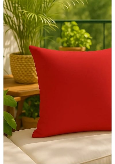 Keten 43x43 Kırlent Kılıfı 2'liı Fermuarlı Evtex 43x43 Kırmızı