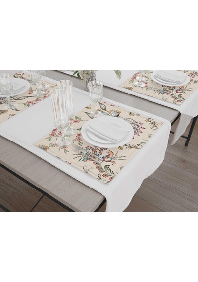 The Mia Flower- 2 Amerikan Servis 6 Lı  Set - 50 x 35 Cm Çok Renkli