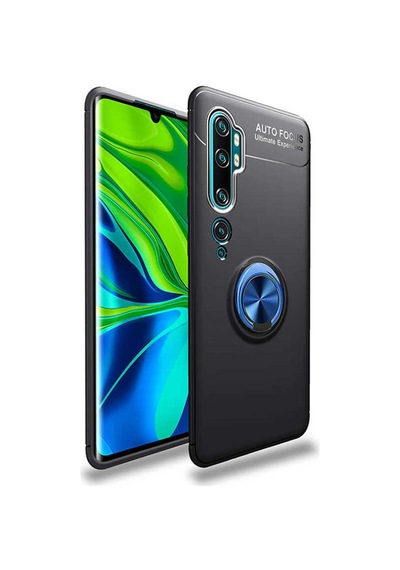 Xiaomi Mi Note 10 Kılıf Zore Ravel Silikon Kapak Siyah-Mavi