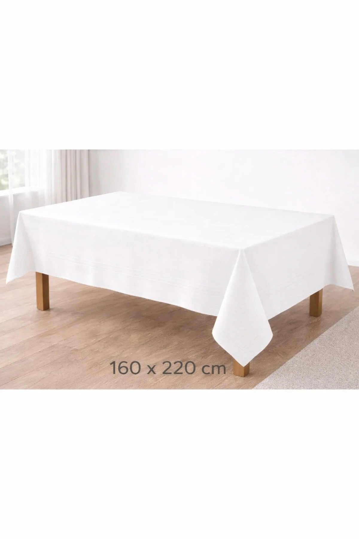 Leke Tutmayan, Kolay Temizlenen Colber Dertsiz Masa Örtüsü 160cm X 220cm Beyaz