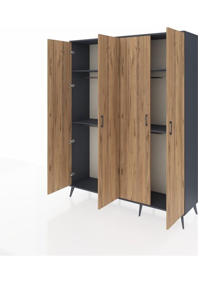 Hyperion Gardrop 4 Raflı 4 Kapaklı 4 Askılı 176x44x221 Antrasit-çam/antrasit Çam/antrasit