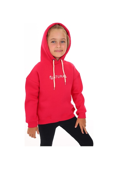 Toontoy Kız Çocuk Kapüşonlu Natural Nakışlı Sweatshirt Koyu Fuşya
