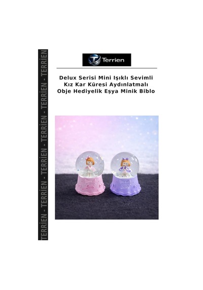 Delux Serisi Mini Işıklı Sevimli Kız Kar Küresi Aydınlatmalı Obje Hediyelik Eşya Minik Biblo