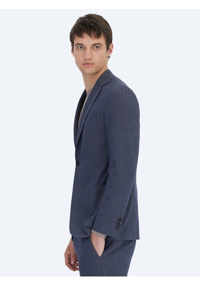 Kip Açık Lacivert Çizgili Modern Fit Takım Elbise Açık Lacivert