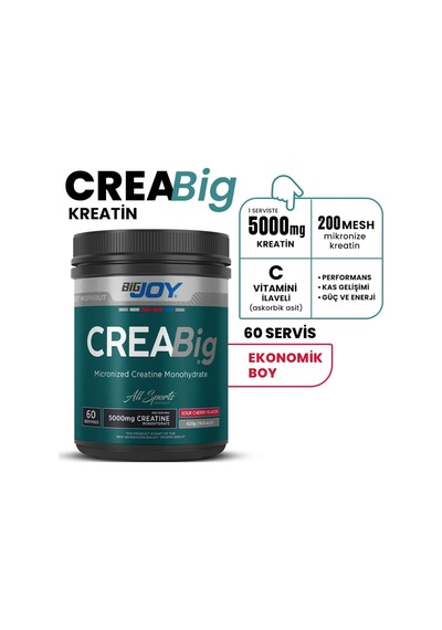 Bigjoy Creabig %100 Mikronize Kreatin Monohidrat Vişne Aromalı 420g 60 Servis Aromasız