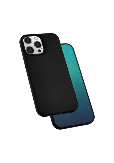 Apple Uyumlu iPhone 13 Pro Max Uyumlu Zore Silk Silikon-siyah Siyah -