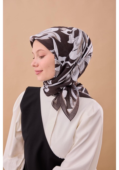 Silk Home Olinda İpek Eşarp 47003-03 Soluk Siyah, Gri, Füme, Gümüş, Beyaz