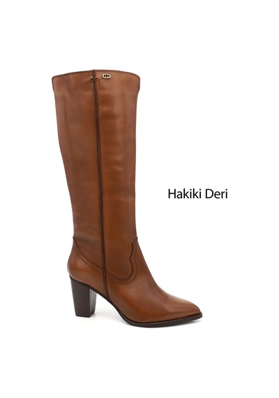 Gönderi(R) Gönderi R Kadın Taba Antik Sivri Burun Kalın Topuklu Hakiki Deri Çizme Gkzc13446521 Taba