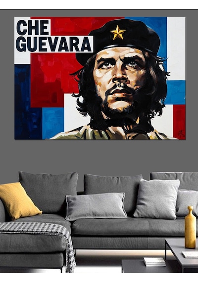 Che Guevara Portre İllüstrasyon Dekoratif Kanvas - Mdf Ahşap Tablo