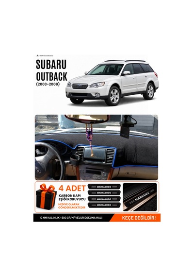 Subaru Outback 2003-2009 Uyumlu Torpido Örtüsü, Torpido Kılıfı - Siyah Mavi