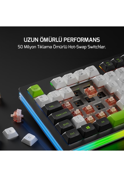 GamePower Nama RGB Mekanik Kablosuz Hot Swap Gaming Klavye