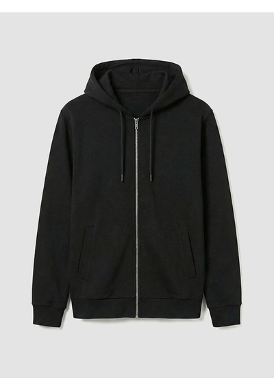 Lcw Vision Siyah Kapüşonlu Erkek Fermuarlı Sweatshirt