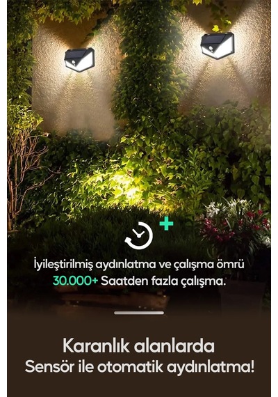 Jasper V-067 Güneş Enerjili Solar Aydınlatma Harekete Duyarlı Sensörlü Apartman İş Yeri Havuz Otopark Lamba