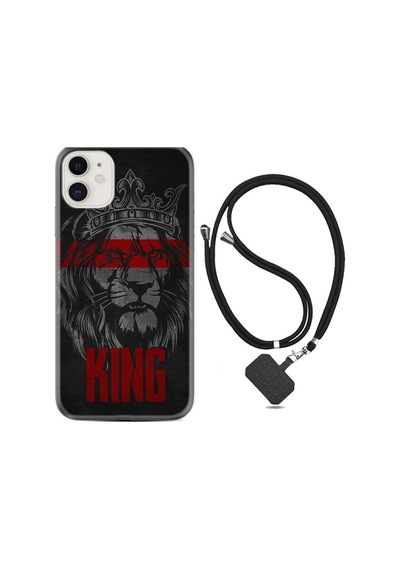 Iphone 13 Uyumlu Kılıf Resimli Desenli Silikon Boyun Askılı King 1894