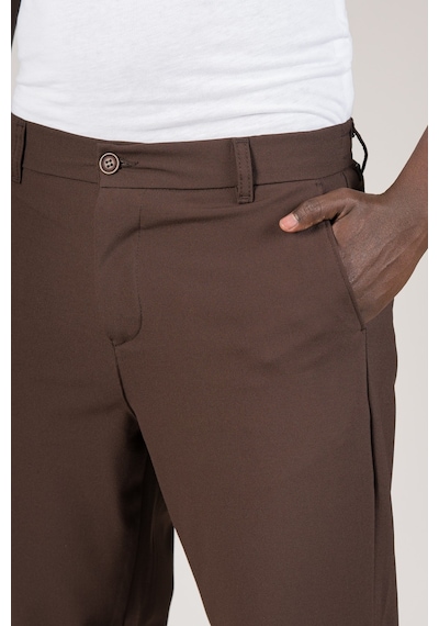 Akçaylar Yazlık Astarsız Arka Beli Lastikli Geniş Paça Yarım Baggy Kumaş Pantolon Kahverengi