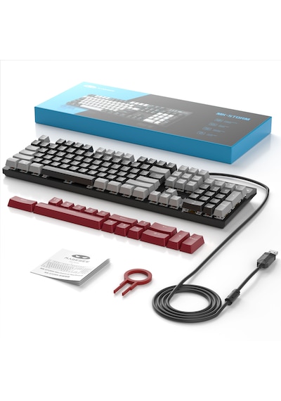 Magegee Mk-storm 104 Tuş Red Switch Kablolu Türkçe Q Gri-siyah Gaming Klavye