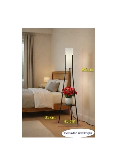 Luz Siyah Raflı Lambader 4011 Metal