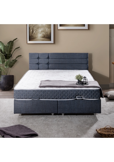 Viyana Çift Kişilik Baza Başlık Letto Yatak Seti - Lacivert 150 x 200